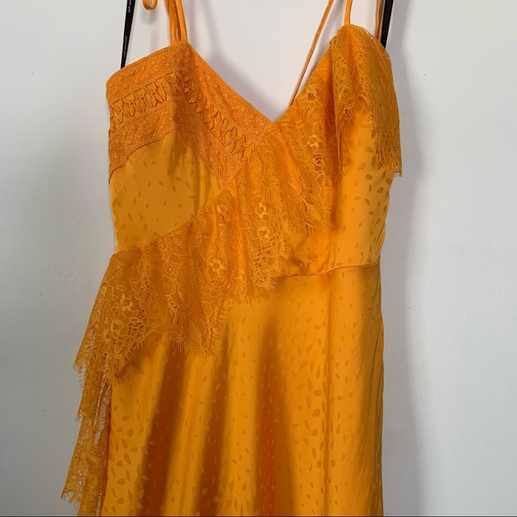 SELF-PORTRAIT Orange Lace Frilled Jacquard Dress - Picture 5 of 14